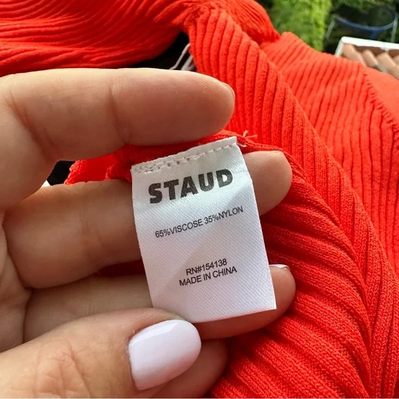 NWT STAUD Women’s Red Pink Cargo Cardigan Sweater Ribbed Size Large - Picture 12 of 12